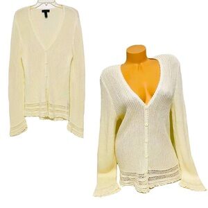 Vintage Ralph Lauren Cream Knit Cardigan L